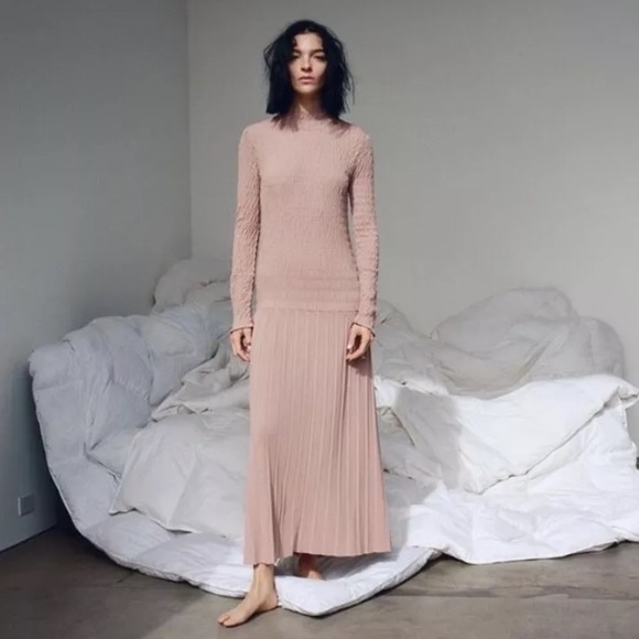 zara cream knitted dress